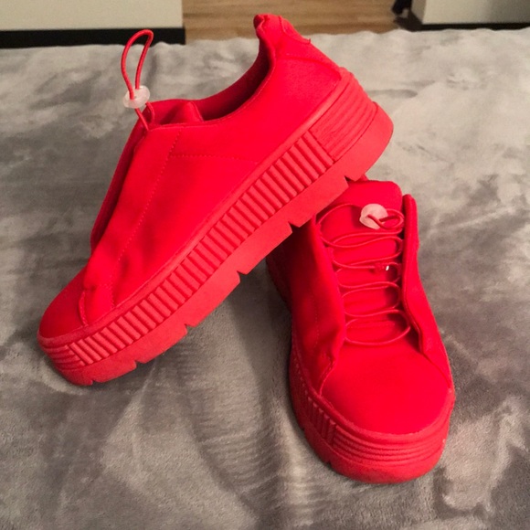 womens red platform sneakers